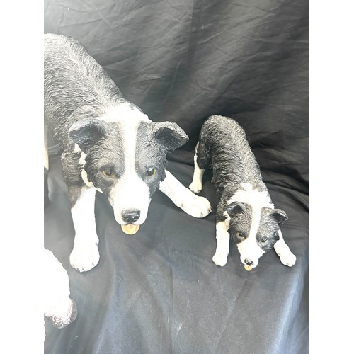 276 - Khotant Resin sheep dog and sheep figures largest measures 14 inches tall 24 inches long