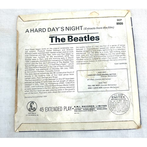 89 - The Beatles 45s includes a hard days night gep 8924 45s an a hard days night gep 8920