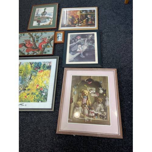 162 - Large selection of assorted prints, tapestry etc largest measures 33 inches wide 26 inches tall