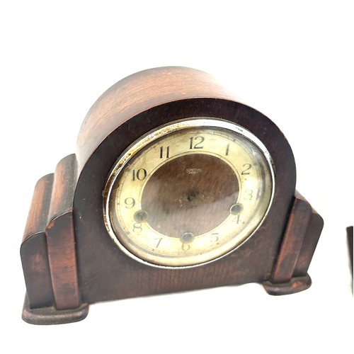 279 - Selection of 3 vintage wooden mantel clocks, to include maker Smiths, all untested