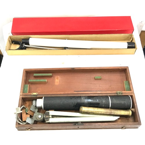 78 - A vintage telescope in a mahogany case and a  high power precision telescope 40 x 40 magnification