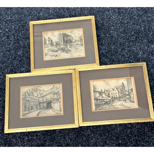 41 - Three framed Finley signed prints of Leicester scenes largest measures approx 11 inches wide, Height... 