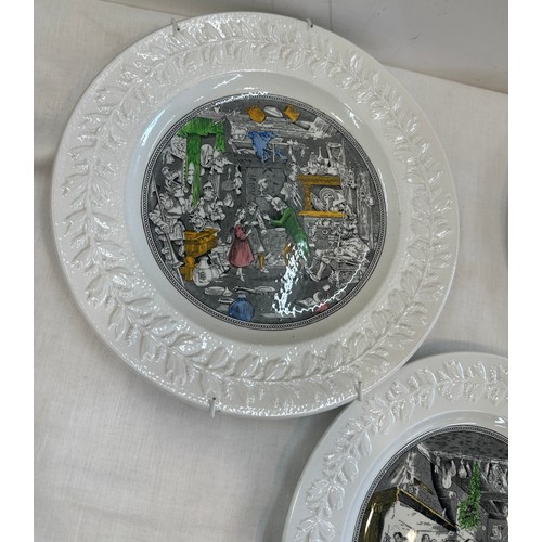 77 - Set of six Adams Real English Ironstone wall hanging plates approx diameter 10.5 inches