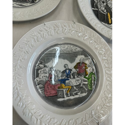 77 - Set of six Adams Real English Ironstone wall hanging plates approx diameter 10.5 inches