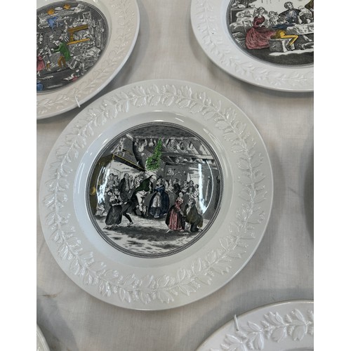 77 - Set of six Adams Real English Ironstone wall hanging plates approx diameter 10.5 inches