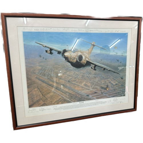280 - Framed R.A.F sky pirate print by Ronald Wang signed, 61/100 measures approx 34 inches wide by 28 inc... 