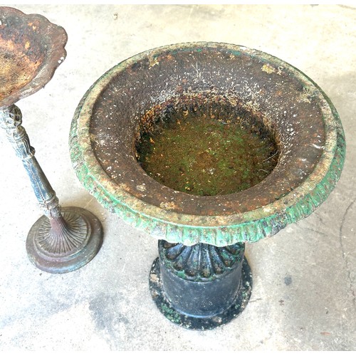 100G - 2 Antique metal bird baths, 23 inches tall