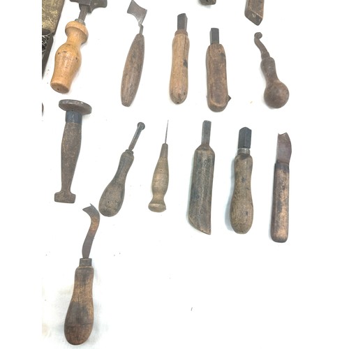 56 - Selection of vintage shoe makers wooden tools together with a Craftmanship certificate