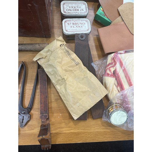232 - Selection vintage wooden Craftsmans tools within vintage wooden box to include chisels, A.Kessel fil... 