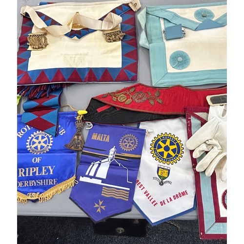 27 - Selection of vintage masonic jewels and aprons