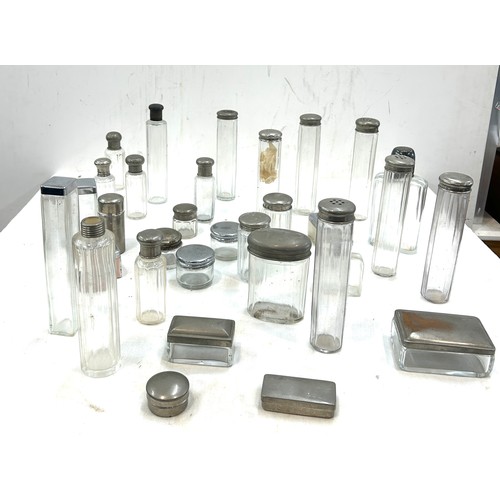 43 - Large selection of vintage and later glass bottles includes scent, pepper etc