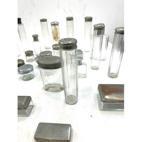 43 - Large selection of vintage and later glass bottles includes scent, pepper etc