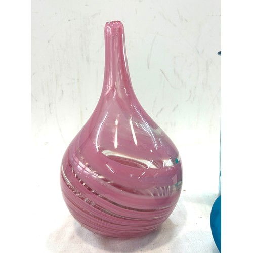 84 - 3 Pieces of art glass includes heavy glass vase etc, height approximately 10 inches