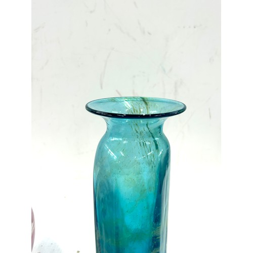 84 - 3 Pieces of art glass includes heavy glass vase etc, height approximately 10 inches