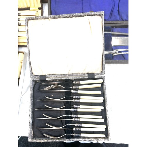 79 - Selection of vintage cased cutlery sets to include EPNS, stainless steel and a carving set