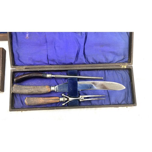 79 - Selection of vintage cased cutlery sets to include EPNS, stainless steel and a carving set