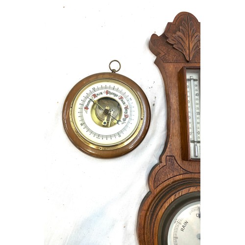 272 - Selection of vintage wooden wall hanging barometers largest measures approx 27.5 inches long
