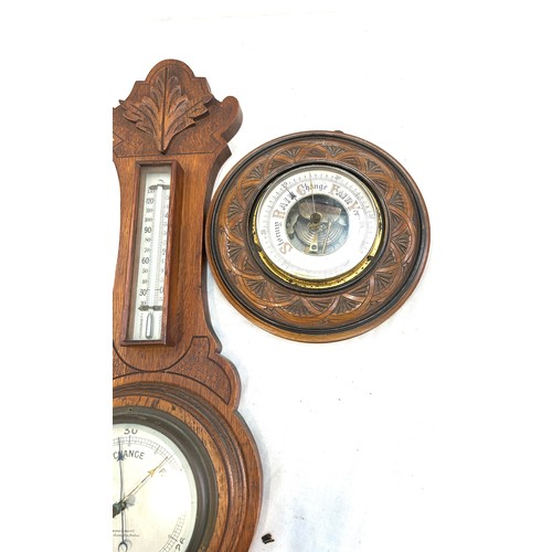 272 - Selection of vintage wooden wall hanging barometers largest measures approx 27.5 inches long