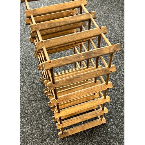 74 - Vintage wooden wine rack measures approx 22 inches tall by 18 inches wide and 10.5 deep