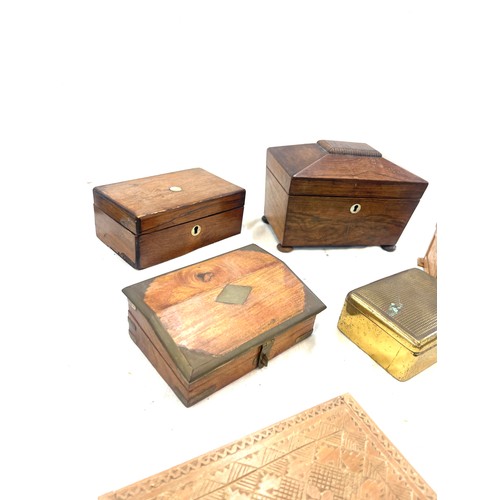 104 - Selection of assorted boxed includes tea caddy, wooden inlaid boxes etc