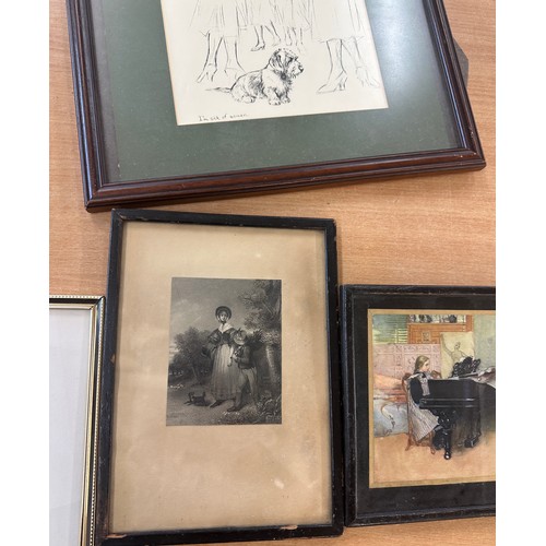 52 - Selection of vintage pictures and frames largest measures approx 13 inches wide by 11 inches long