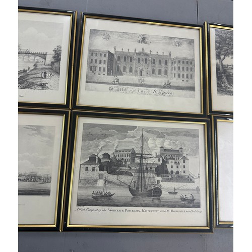 39 - Selection of vintage black and white framed prints of Worchester to include Race course and grand st... 