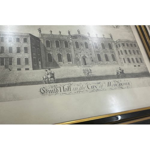 39 - Selection of vintage black and white framed prints of Worchester to include Race course and grand st... 