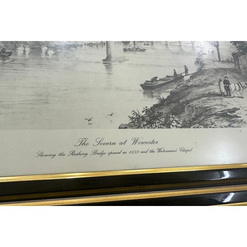 39 - Selection of vintage black and white framed prints of Worchester to include Race course and grand st... 