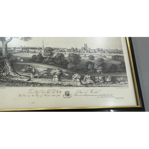 39 - Selection of vintage black and white framed prints of Worchester to include Race course and grand st... 