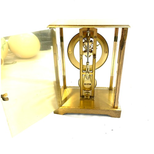 11 - Vintage brass mantel clock signed S.Haller Germany measures approx 8 inches tall by 5.5 inches wide