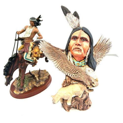 283 - Selection of vintage native American/viking items to include two figures, viking wig, wall horn hang... 