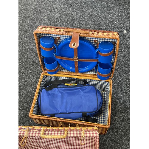 109 - 2 Wicker picnic baskets with contents includes Christmas decorations etc