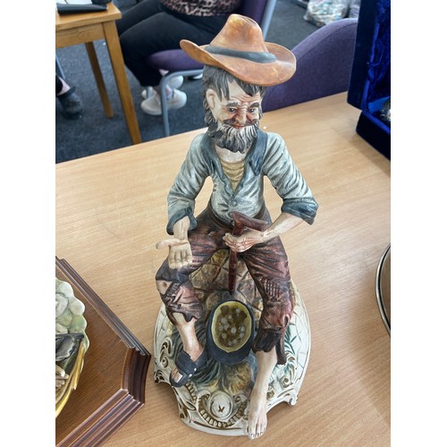 31 - Vintage Capodimonte figure on a wooden base and 1 other, tallest measures approximately 12 inches