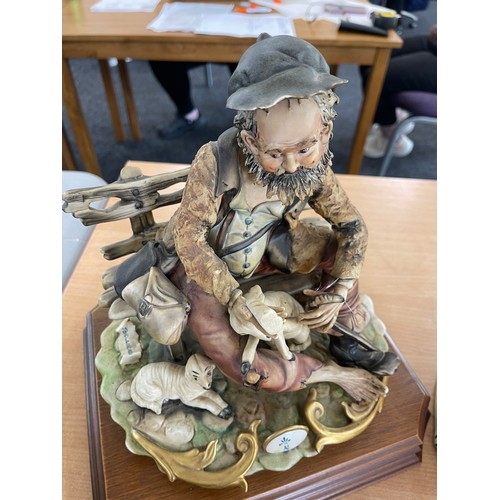 31 - Vintage Capodimonte figure on a wooden base and 1 other, tallest measures approximately 12 inches