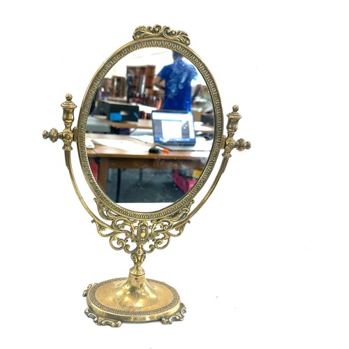 6 - Vintage art deco style brass dressing table mirror measures approx 14 inches tall