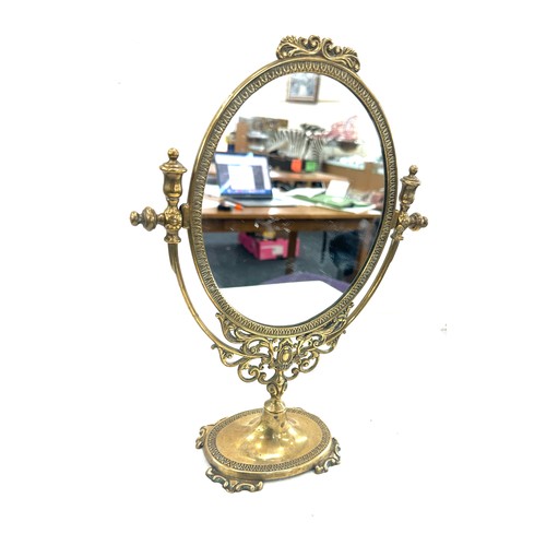 6 - Vintage art deco style brass dressing table mirror measures approx 14 inches tall