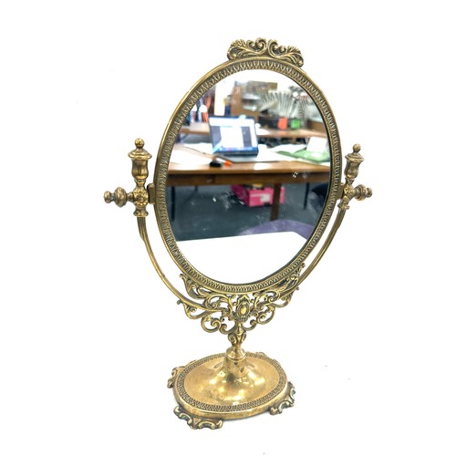 6 - Vintage art deco style brass dressing table mirror measures approx 14 inches tall