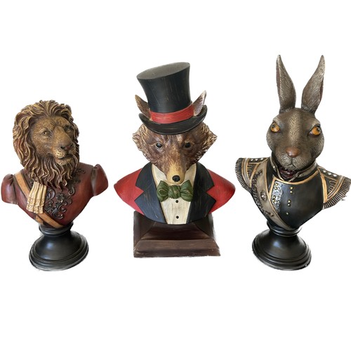 278 - Haratio the hare, regal lion anf fox busts, all approximately 16.5 inches tall