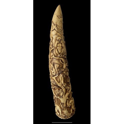 63 - Heavy carved resin ornament, in shape of a horn, approxiamte height 16.5 inches