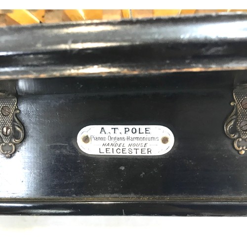 46 - Vintage harmonica by A.T.Pole pianos organs harmoniums Leicester marked Busson Brevette Paris measur... 