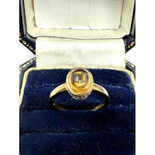 84 - 9ct Gold Citrine & Diamond Halo Dress Ring (2g)