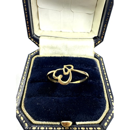 91 - 9ct Gold Twin Hearts Ring (0.8g)