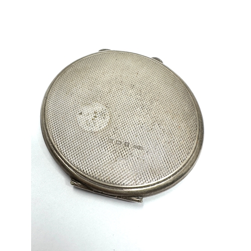 13 - silver & enamel compact mirror cracked enamel chip