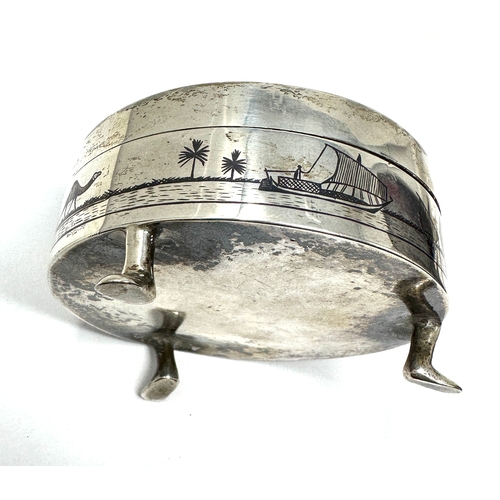 35 - Silver & niello trinket box measures approx 7cm dia