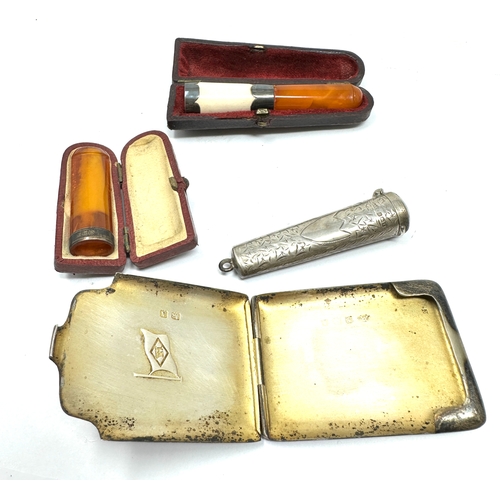 40 - Selection of silver items includes cheroot holders etc