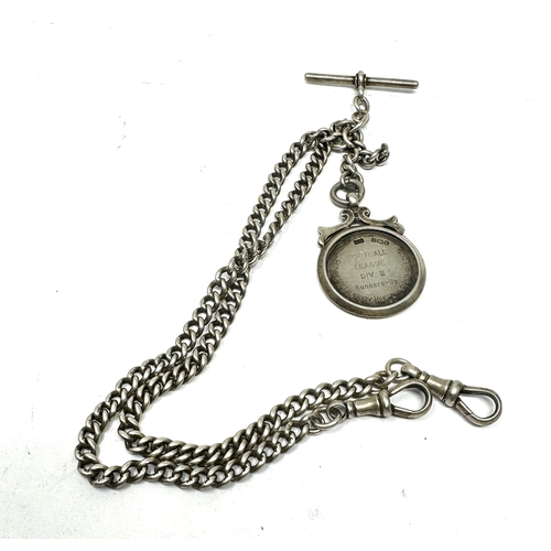 5 - Silver double albert watch chain and football league div 11 silver fob sunlight laundry reserves  v ... 