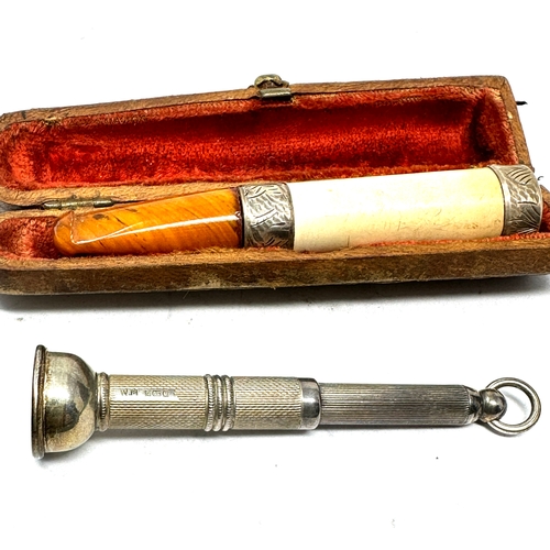 39 - 3 silver items includes cigar piercer etc