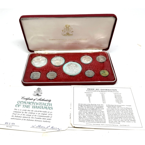 460 - 1974 boxed franklin mint commonwealth of the bahamas set of coins