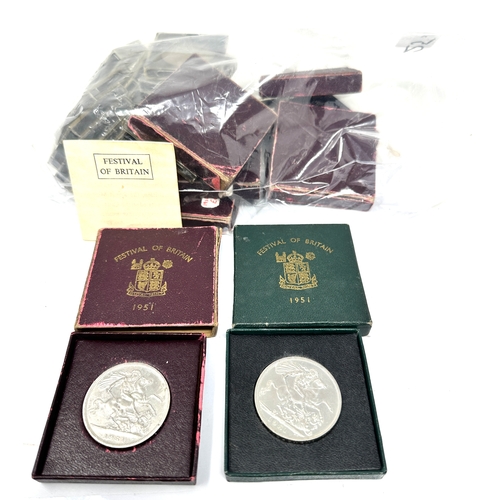 462 - 25 cased 1951 festival of britain boxed coinage