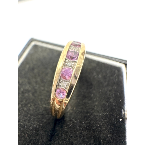 50 - 9ct gold amethyst & diamond ring weight 2.8g